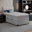 Ver imagem 2 de Cama Box Baú Solteiro Molas Ensacadas Pillow Top 88x188x66cm Martino Cinza Umaflex Cinza