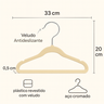 Kit 100 Cabide Infantil Veludo Antideslizante Ultra Fino Moderno Bege - 5