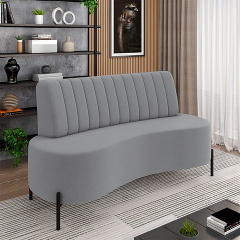 Sofá Living Decorativo 2 Lugares 1,35m Katara Veludo Cinza G33 - Gran Belo