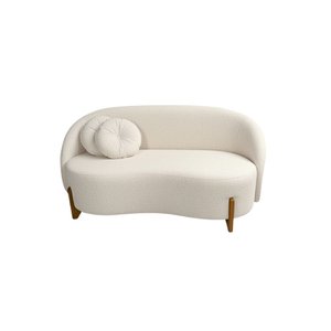 Sofá Orgânico 2lugares C/2almofadas Curvo Sala Recepção Amsterdã Boucle Off White - Montanaris Decor