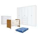 Ver imagem 1 de Quarto de Bebê Americano 6 Portas com Berço Americano Evolution 4 em 1 Branco Acetinado Savana Relle