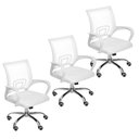 Ver imagem 1 de Kit 3 Cadeiras de Escritório Begonia Mesh Ergonômico Branco Branco