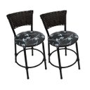 Ver imagem 2 de Kit 2 Banquetas Baixa de Cozinha Encosto Junco
