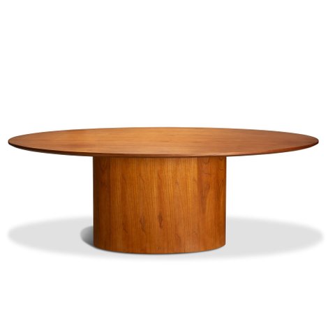 Mesa de Jantar Oval Lisboa 08 Lugares 220cm X 110cm Base Amadeirada Tampo Amadeirado