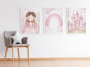 Ver imagem 1 de Kit 3 Quadros Princesa Arco Íris Castelo Rosa Quarto Menina Infantil