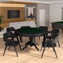 Ver imagem 1 de Conjunto Mesa de Jogos Carteado Bellagio Tampo Reversível e 6 Cadeiras Madeira Poker Base Estrela Pu