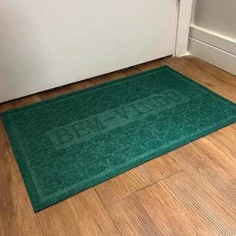 Capacho Emborrachado Aveludado Entrada Portas de Loja Apartamento Tapete Pvc Bem Vindo Verde