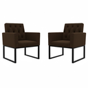 Ver imagem 1 de Kit 2 Poltronas Decorativas Reforçada Recepção Base Ferro Marrom