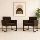 Ver imagem 2 de Kit 2 Poltronas Decorativas Reforçada Recepção Base Ferro Marrom