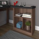 Ver mais imagens de Escrivaninha Mesa Escritório e Home Office em L e 3 Gavetas 3 Nichos 154cm Ipê e Preto Artany