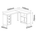 Ver imagem 4 de Escrivaninha Mesa Escritório e Home Office em L 3 Nichos e 3 Gavetas