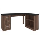 Ver imagem 3 de Escrivaninha Mesa Escritório e Home Office em L e 3 Gavetas 3 Nichos 154cm Ipê e Preto Artany