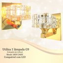 Ver imagem 3 de Arandela Dourada de Cristal K9 Interna Quarto G9 Bet39