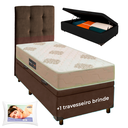 Ver imagem 1 de Conjunto Cama Box Bau + Cabeceira + Colchão Solteiro D33 + Travesseiro Ortobom