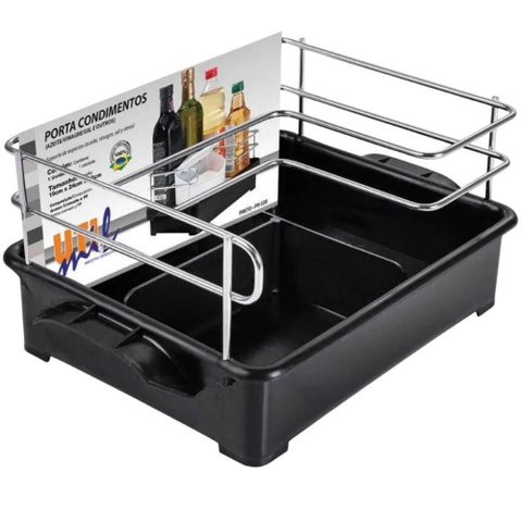 Suporte Porta Condimentos Temperos Azeite Vinagre Sal Preto Organizador Cozinha Bancada Multiuso