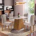 Ver imagem 1 de Conjunto Mesa Arezo Tampo Smart Vidro Off-white Plus 4 Cadeiras Espanha Cel Móveis