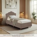 Ver imagem 2 de Kit Cama Box Solteiro + Cabeceira Estofada em Madeira Maciça Curva Provençal com Capitonê Marrom