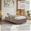 Ver imagem 7 de Kit Cama Box Solteiro + Cabeceira Estofada em Madeira Maciça Curva Provençal com Capitonê Marrom