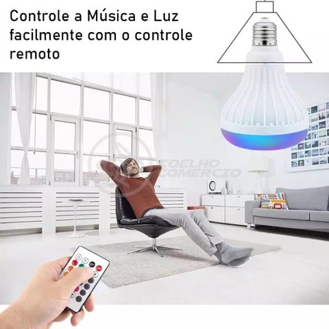 Lâmpada Led 12w E27 Rgb Colorida com Caixa de Som