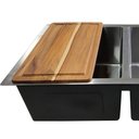 Ver imagem 4 de Cuba Dupla Quadrada Inox 304 Cozinha Pia Embutir Gourmet 88x40 Premium Lixeira Embutir 5l, Tábua Mul