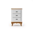 Ver imagem 2 de Mesa de Cabeceira Clássica 3 Gavetas Pés Luiz Xv Mdf Madeira Branco - Imbuia