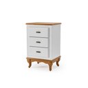 Ver imagem 1 de Mesa de Cabeceira Clássica 3 Gavetas Pés Luiz Xv Mdf Madeira Branco - Imbuia