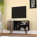 Ver imagem 2 de Rack Retrô com 1 Porta para Tv até 60 Polegadas Preto Rústico Rt 3014 Movelbento