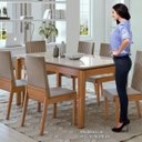 Ver imagem 4 de Mesa de Jantar Retangular 6 Lugares Tampo Vidro/MDF Áries Móveis Lopas