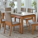Ver imagem 2 de Mesa de Jantar Retangular 6 Lugares Tampo Vidro/MDF Áries Móveis Lopas