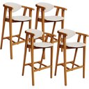 Ver imagem 1 de Kit 04 Banquetas Alta Para Cozinha Sala de Jantar Fixa Cecília L02 Linho Cru - Lyam Decor
