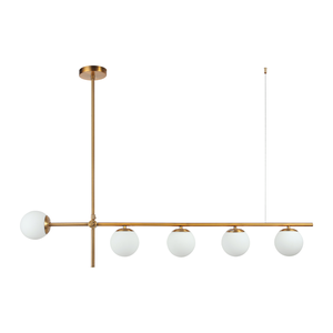 Luminária Pendente Lustre Jabuticaba Dourado com Bolas Globos Esferas Opaco Leitoso Luxo Inl10