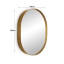 Ver imagem 3 de Espelho Decorativo Oval Para Banheiro Sala Com Moldura Dourada 50x40cm