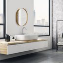 Ver imagem 4 de Espelho Decorativo Oval Para Banheiro Sala Com Moldura Dourada 50x40cm