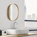 Ver imagem 1 de Espelho Decorativo Oval Para Banheiro Sala Com Moldura Dourada 50x40cm