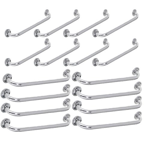 Barra Alça de Apoio Inox 80cm e 60cm Cadeirante Kit 16 Uni Idoso Deficiente Corrimao Box Banheiro Co