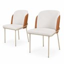Ver imagem 1 de Kit 2 Cadeira de Jantar Estofada Ergonômica D28 Aço Carbono Aurora - Champagne | Caramelo | Palha