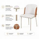 Ver imagem 4 de Kit 2 Cadeira de Jantar Estofada Ergonômica D28 Aço Carbono Aurora - Champagne | Caramelo | Palha