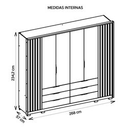 Guarda Roupa Casal Maximus 6 Portas 6 Gavetas Marrom Caemmun - 6