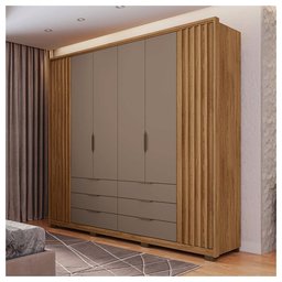 Guarda Roupa Casal Maximus 6 Portas 6 Gavetas Marrom Caemmun - 2