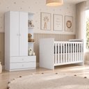 Ver imagem 1 de Jogo de Quarto Infantil Labirinto com Guarda Roupa e Berço Branco - Móveis Henn