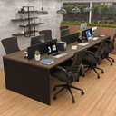 Ver imagem 2 de Estação de Trabalho Mesa Plataforma Escritório 1200x600 6 Lugares Netmobil - Nogal/preto