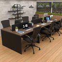 Ver imagem 3 de Estação de Trabalho Mesa Plataforma Escritório 1200x600 6 Lugares Netmobil - Nogal/preto