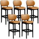 Ver imagem 1 de Kit 5 Banquetas Alta Bar Cozinha Sala Jantar Fixa Betta L02 Preto Couríssimo Whisky - Lyam Decor