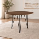 Ver imagem 1 de Mesa Sala e Jantar Redonda 90cm Amêndoa Clips 3 Pés Ferro Preto