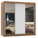 Ver imagem 2 de Guarda-Roupa Casal Madesa Lyon 3 Portas de Correr com Espelhos 2 Gavetas Rustic/Branco Cor:Rustic/Br