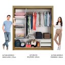Ver imagem 4 de Guarda-Roupa Casal Madesa Lyon 3 Portas de Correr com Espelhos 2 Gavetas Rustic/Branco Cor:Rustic/Br