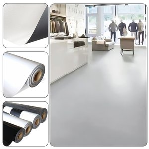 Piso Vinílico em Manta Pvc Preto Branco Dama ou Cimento 1x4m Cor:branco