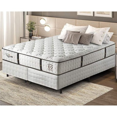 Cama Box Conjugado Queen com Colchão 158x69x198 Veneza Ii Gazin Cr35311 Branco