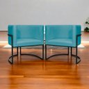 Ver imagem 2 de Kit 2 Poltronas Luna Decorativa Suede Cores Base Ferro Preto