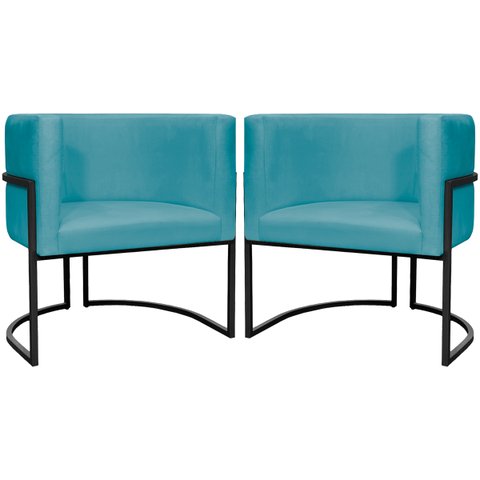 Kit 2 Poltronas Luna Decorativa Suede Cores Base Ferro Preto